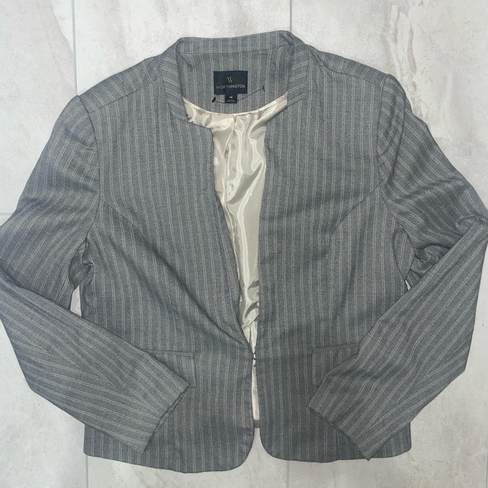 Worthington Gray Pinstripe Blazer